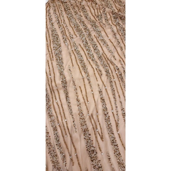 Mac Duggal Long Sleeve Beaded Column Evening Gown Embellished Size 12 Mocha 5240 - Picture 13 of 16